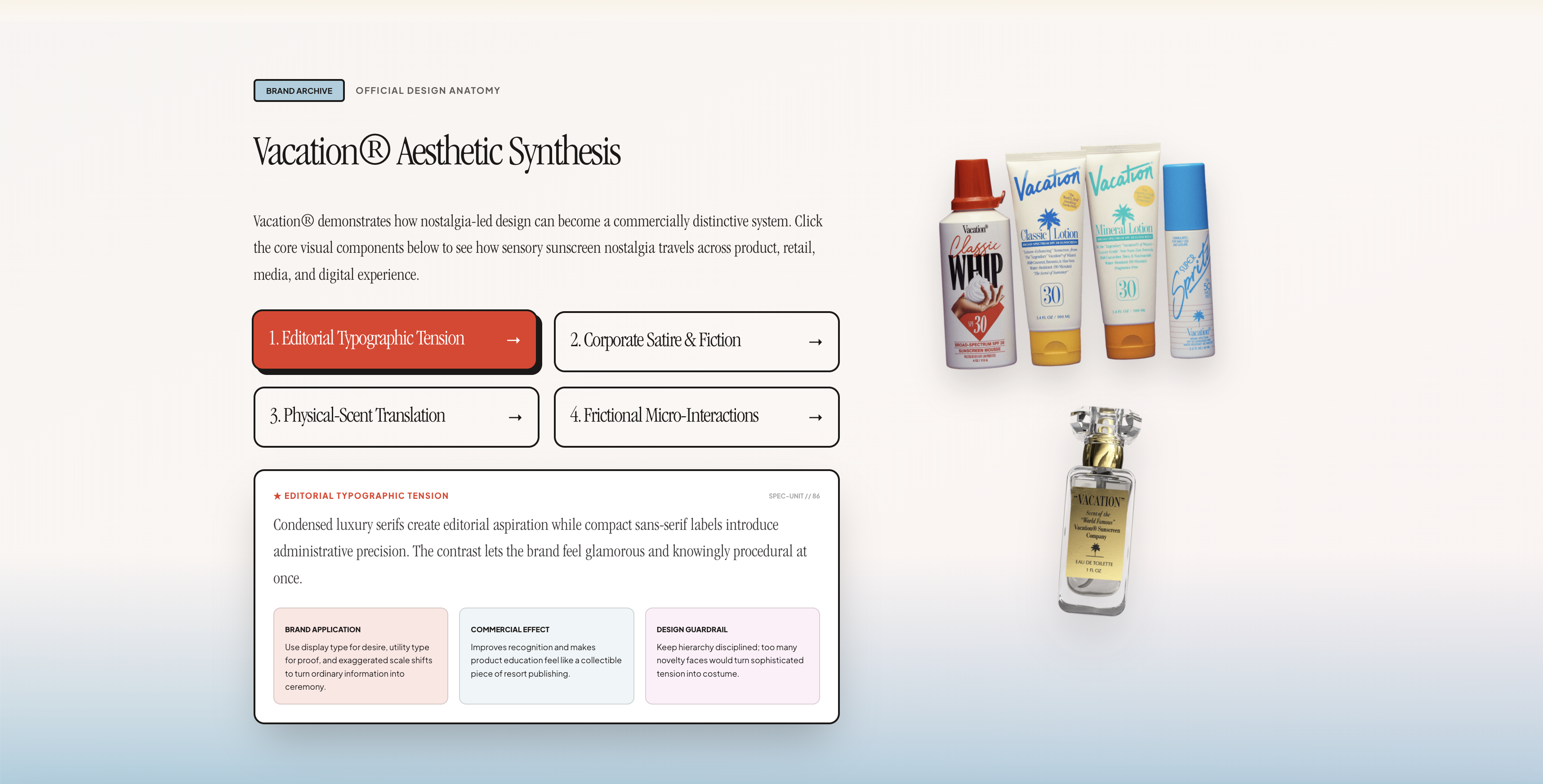 Vacation microsite: aesthetic synthesis